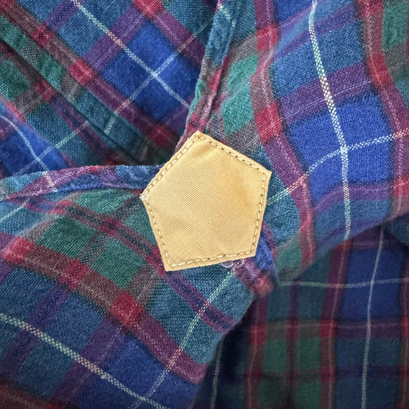 $345 - Men's Drake's of London Linen Plaid Shirt - M - 15.5/39 - Blue Green Red - Picture 6 of 6